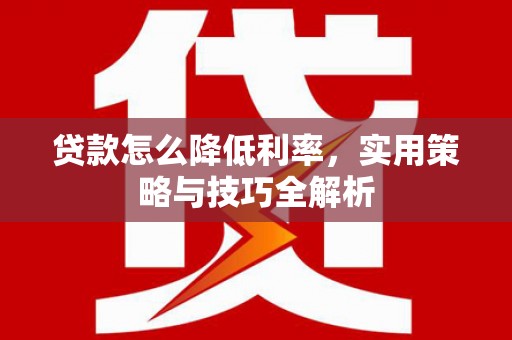 蒙阴贷款怎么降低利率，实用策略与技巧全解析