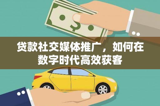 蒙阴贷款社交媒体推广，如何在数字时代高效获客