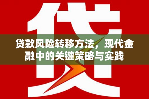 蒙阴贷款风险转移方法，现代金融中的关键策略与实践