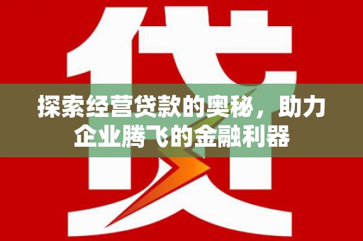 蒙阴探索经营贷款的奥秘，助力企业腾飞的金融利器