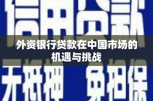 蒙阴外资银行贷款在中国市场的机遇与挑战