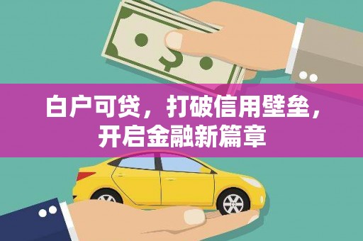 蒙阴白户可贷，打破信用壁垒，开启金融新篇章