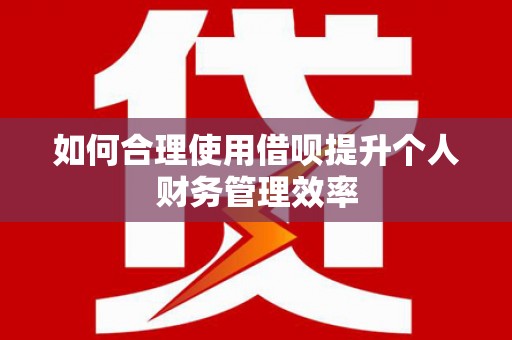 蒙阴如何合理使用借呗提升个人财务管理效率
