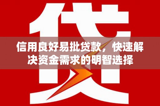 蒙阴信用良好易批贷款，快速解决资金需求的明智选择