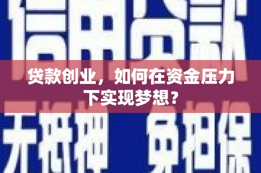 蒙阴贷款创业，如何在资金压力下实现梦想？