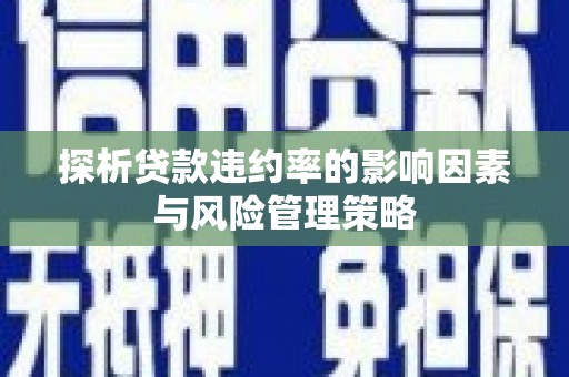 蒙阴探析贷款违约率的影响因素与风险管理策略