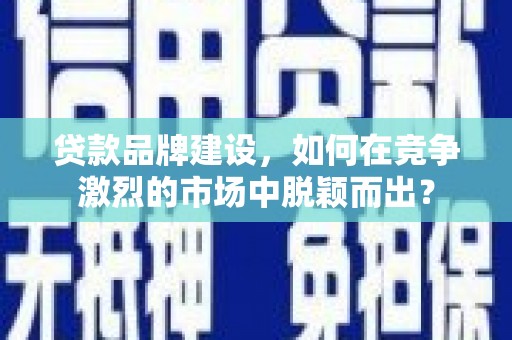 蒙阴贷款品牌建设，如何在竞争激烈的市场中脱颖而出？