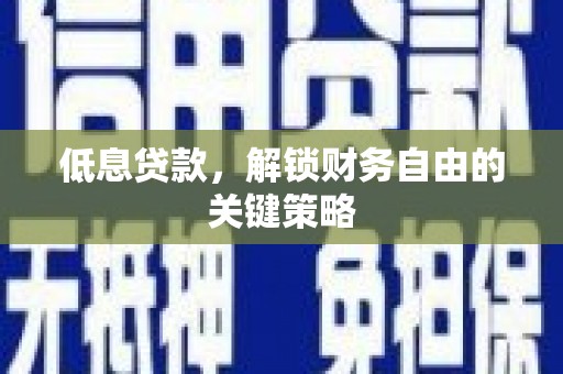 蒙阴低息贷款，解锁财务自由的关键策略