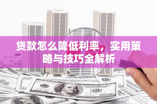 蒙阴贷款怎么降低利率，实用策略与技巧全解析