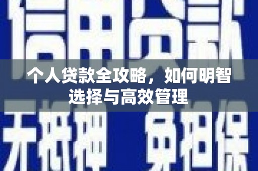 蒙阴个人贷款全攻略，如何明智选择与高效管理